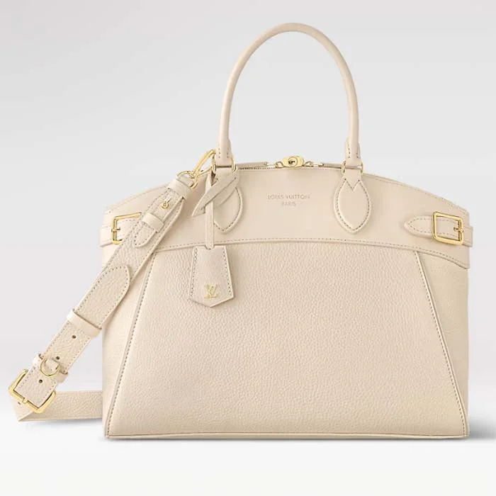 Louis Vuitton backpacks with a sleek, minimalist design for styleLouis Vuitton LV Women Lock It MM Crème Beige Taurillon Leather Calfskin Calf Leather