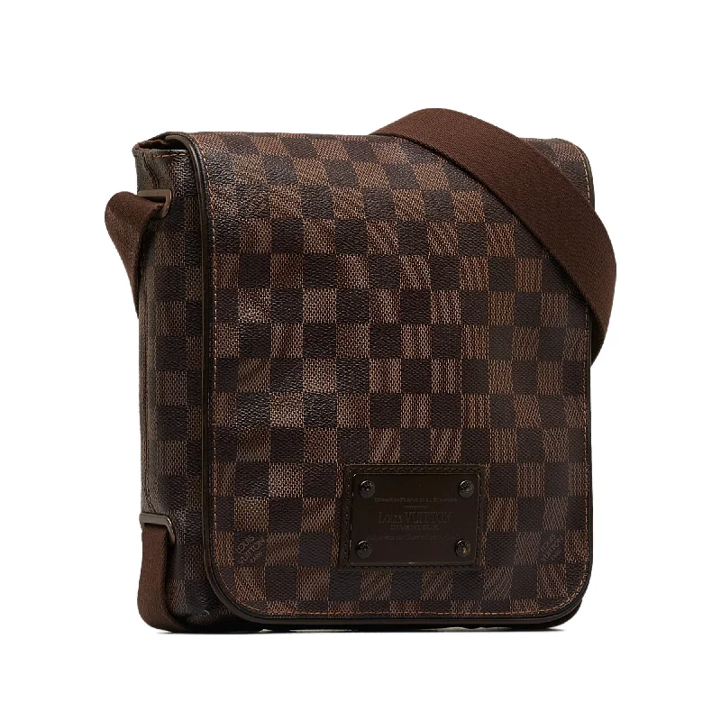 Ladies Louis Vuitton shoulder bags with a single - handle silhouetteLOUIS VUITTON Damier Ebene Brooklyn PM Crossbody Bag