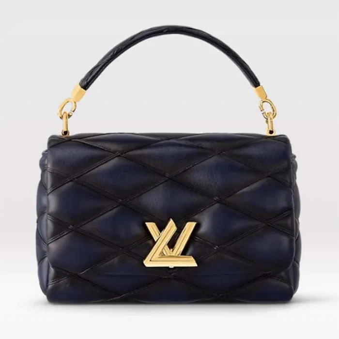 Louis Vuitton backpacks with a sleek, minimalist design for styleLouis Vuitton LV Women GO-14 MM Navy Blue Lamb Leather Cowhide Leather