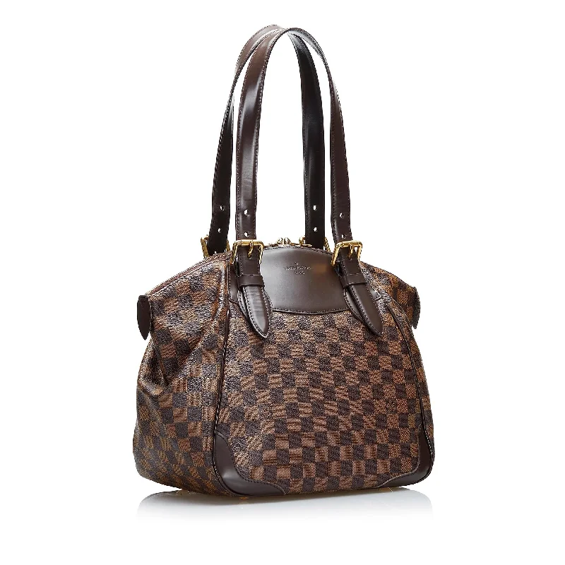 Louis Vuitton bags with a snap - button closure and a decorative charm for styleLouis Vuitton Damier Ebene Verona MM (KcR8h4)