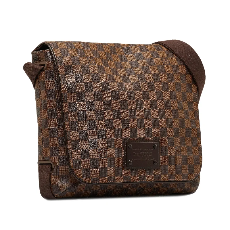 Louis Vuitton bags with a front - zip pocket for small items like keysLOUIS VUITTON Damier Ebene Brooklyn MM Crossbody Bag