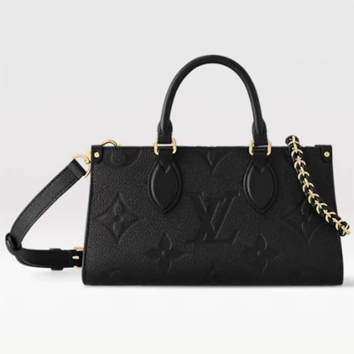 Louis Vuitton tote bags with a spacious interior and multiple pocketsLouis Vuitton LV Women OnTheGo East West Black Embossed Grained Cowhide Leather