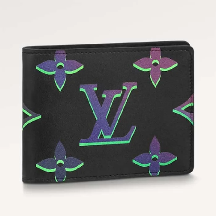 Louis Vuitton bags with a zip - around closure for enhanced securityLouis Vuitton LV Unisex Multiple Wallet Black Borealis Calf Leather Textile Lining