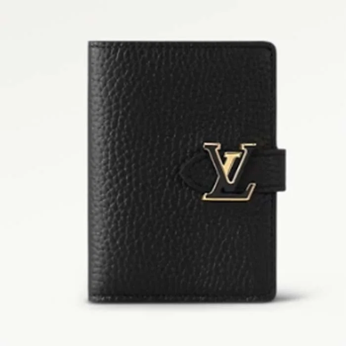 Ladies Louis Vuitton Capucines bags with gold - toned hardwareLouis Vuitton Unisex LV Vertical Compact Wallet Black Arizona Beige Taurillon Leather