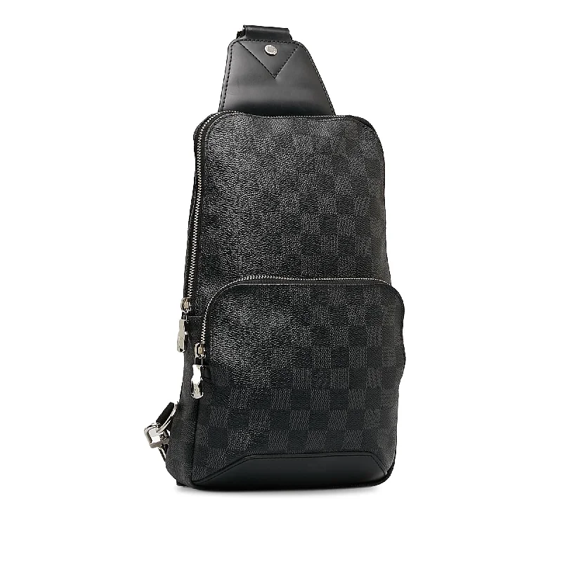 Louis Vuitton handbags with a patent - leather finish for a shiny lookLouis Vuitton Damier Graphite Avenue Sling (WbgFis)