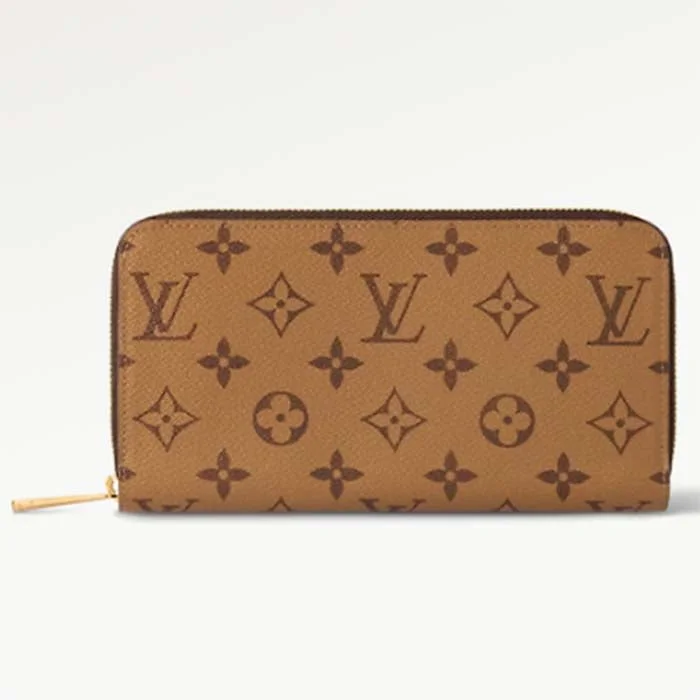 Louis Vuitton Petite Malle bags with a hard - shell structure for uniquenessLouis Vuitton LV Unisex Zippy Wallet Monogram Reverse Coated Canvas Cowhide Leather