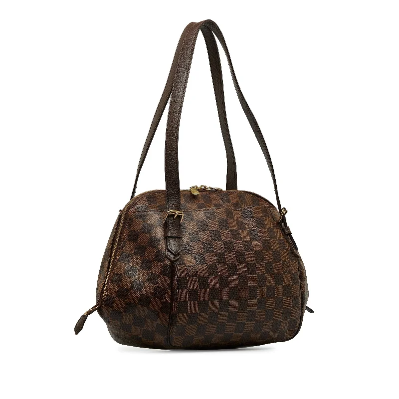 Louis Vuitton bags with a chain - link trim and a leather body for a modern edgeLOUIS VUITTON Damier Ebene Belem MM Shoulder Bag