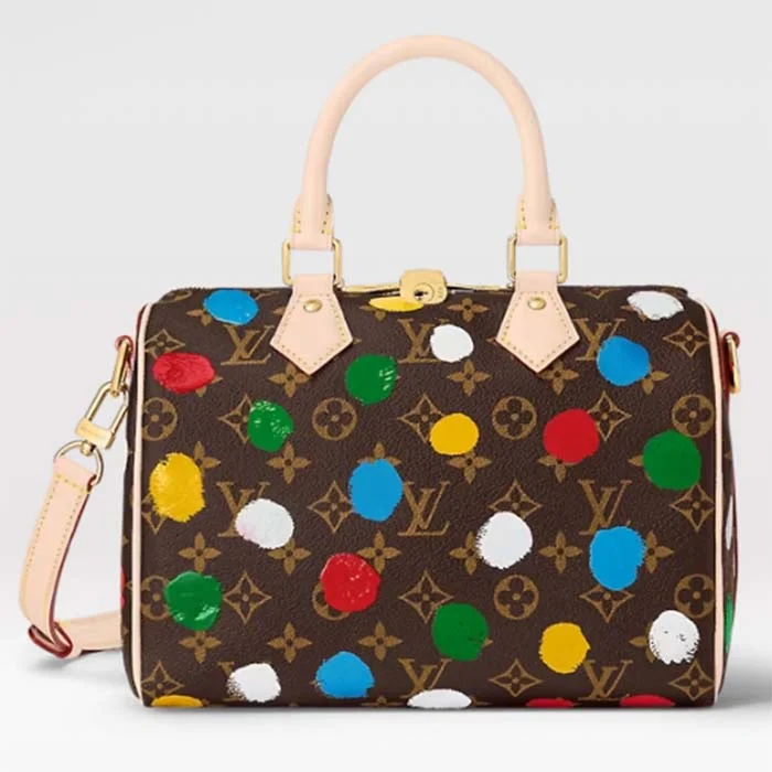 Louis Vuitton Neverfull bags with large capacity for everyday essentialsLouis Vuitton LV Women LV x YK Speedy Bandoulière 25 Monogram Coated Canvas 3D Painted Dots Print