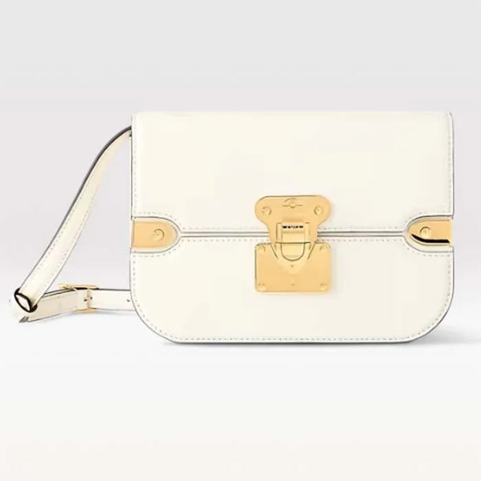 Ladies Louis Vuitton Petite Malle bags in a pastel color for a soft lookLouis Vuitton Women LV Orsay MM Handbag White Cowhide Leather Flap Closure N-Lock