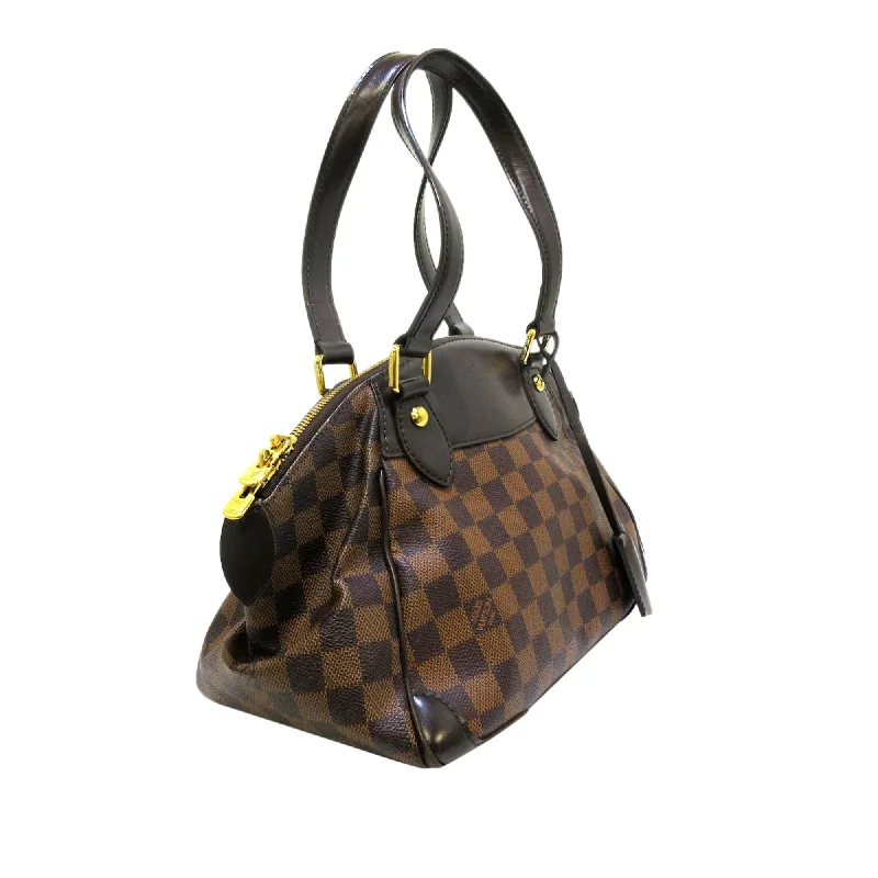 Louis Vuitton bags with a chain - link trim and a leather body for a modern edgeLouis Vuitton Damier Ebene Verona PM 35577)