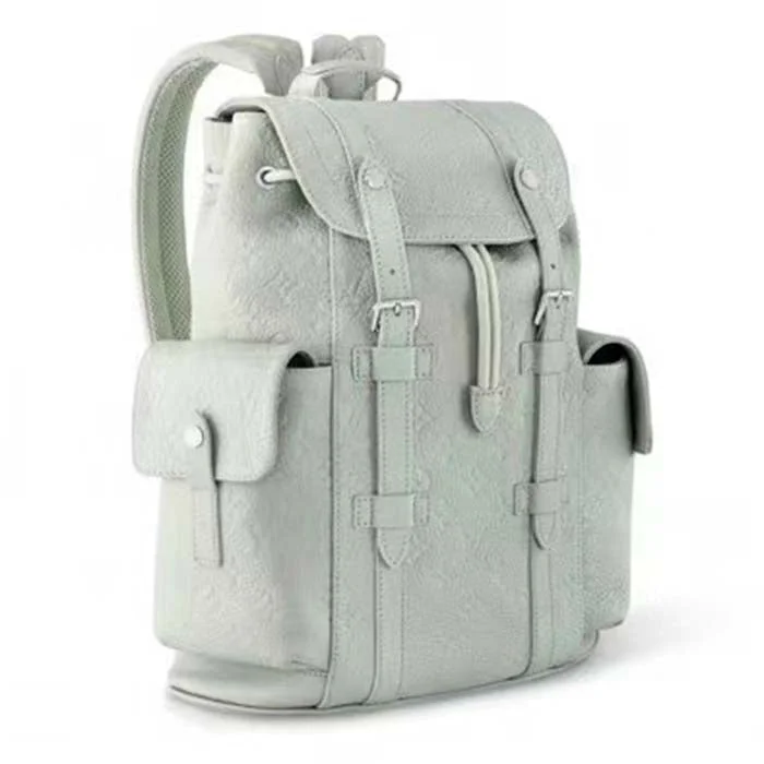 Louis Vuitton bags with a magnetic snap closure for easy accessLouis Vuitton LV Unisex Christopher MM Backpack Mineral Gray Embossed Taurillon Monogram Cowhide Leather