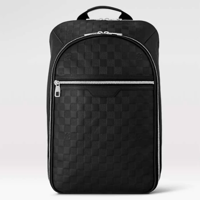 Louis Vuitton bags with a chain - link trim and a leather body for a modern edgeLouis Vuitton LV Unisex Michael Backpack Nv2 Black Damier Infini Onyx Cowhide Leather