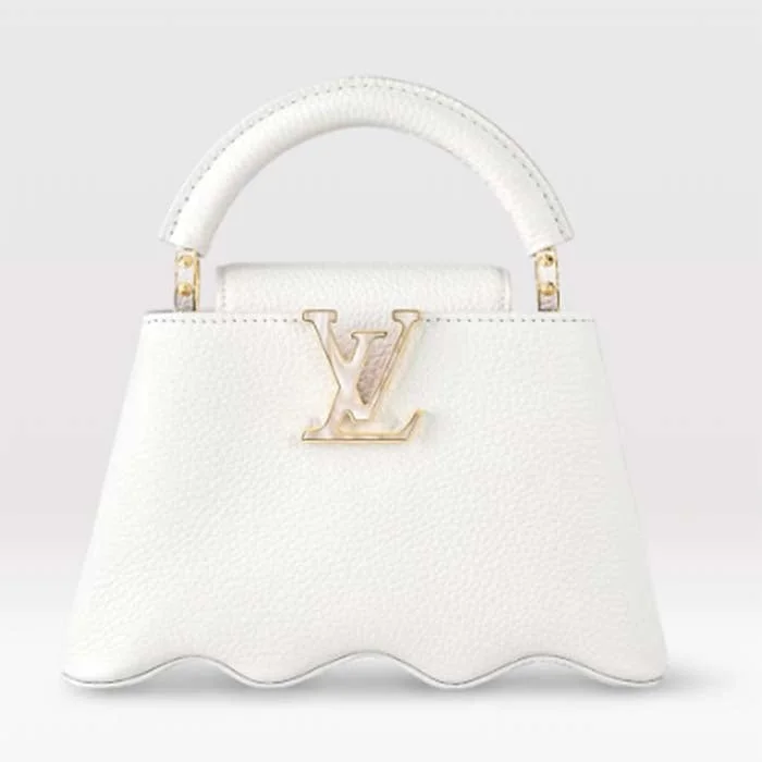 Louis Vuitton Twist bags with a snakeskin - effect panel for a bold lookLouis Vuitton Women LV Capucines Mini Handbag Snow White Taurillon Leather Cowhide