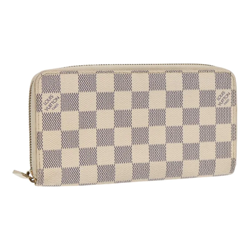 Ladies Louis Vuitton Capucines bags with gold - toned hardwareLOUIS VUITTON Damier Azur Zippy Wallet Long Wallet N63503 LV Auth 88032