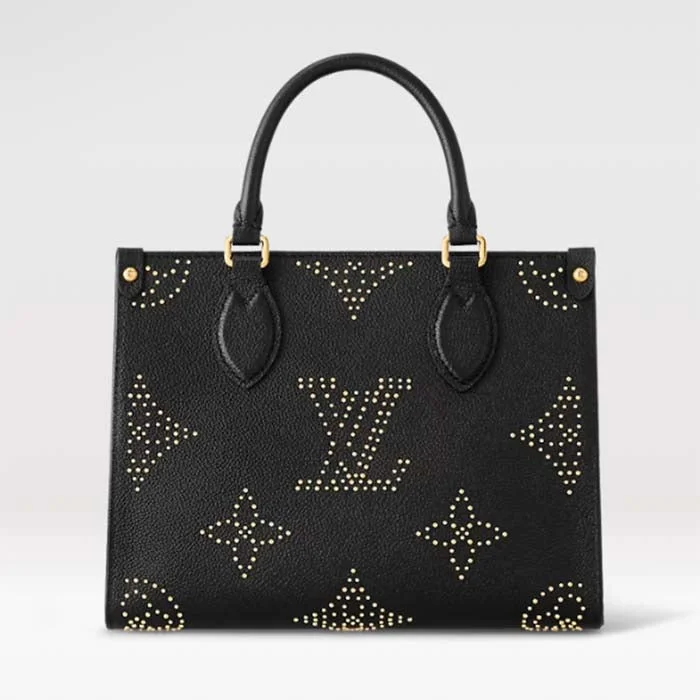 Louis Vuitton bags with a zippered interior pocket for better organizationLouis Vuitton LV Women Onthego PM Black Monogram Empreinte Grained Cowhide Leather Studs