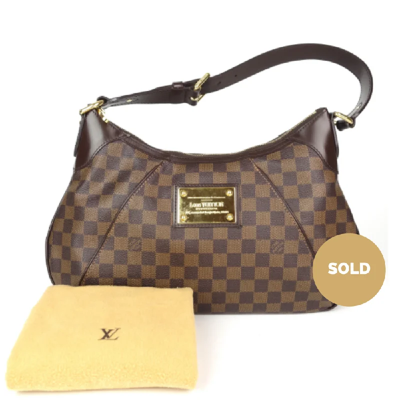 Ladies Louis Vuitton shoulder bags with a single - handle silhouetteThames GM Damier Ebene Canvas Shoulder Bag