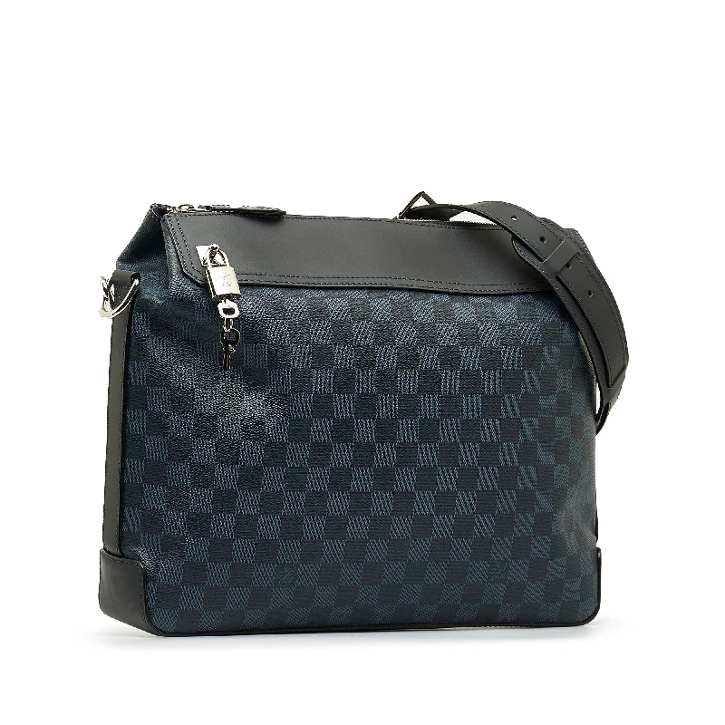 Louis Vuitton bags with a front - zip pocket for small items like keysLOUIS VUITTON Damier Cobalt Greenwich Messenger Crossbody Bag