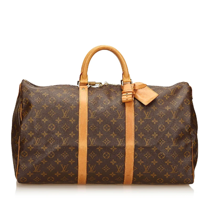 Louis Vuitton bags with a snap - button closure and a decorative charm for styleKeepall 50 Monogram Canvas Travel Bag