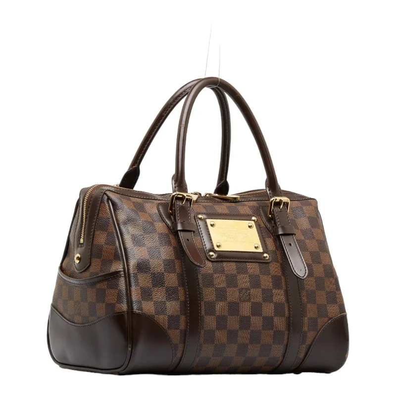 Louis Vuitton handbags with a patent - leather finish for a shiny lookLOUIS VUITTON Damier Berkley handbag N52000 brown PVC leather ladies