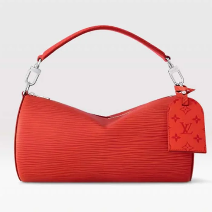 Louis Vuitton Petite Malle bags with a hard - shell structure for uniquenessLouis Vuitton LV Unisex Soft Polochon MM Vermillion Red Epi XL Grained Cowhide Leather