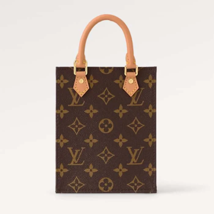 Small - sized Louis Vuitton Pochette Metis bags for a compact carryLouis Vuitton LV Unisex Petit Sac Plat Bag Monogram Coated Canvas Aged Natural Cowhide Leather