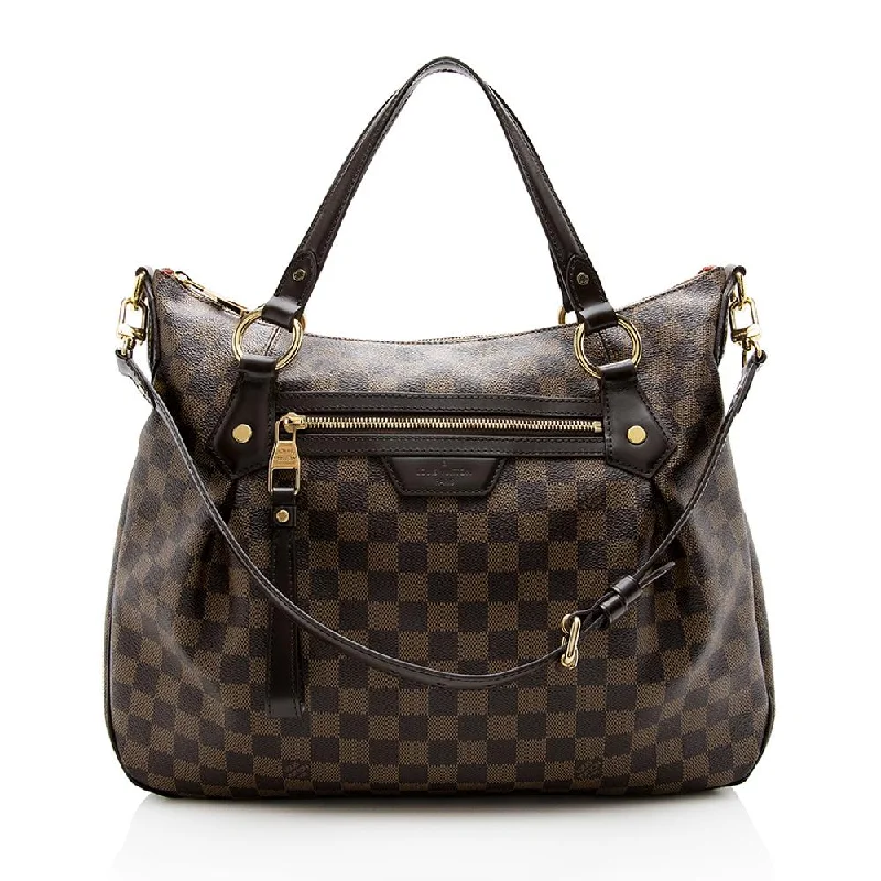 Louis Vuitton backpacks with a padded laptop compartment for travelLouis Vuitton Damier Ebene Evora MM Tote (SHF-14435)