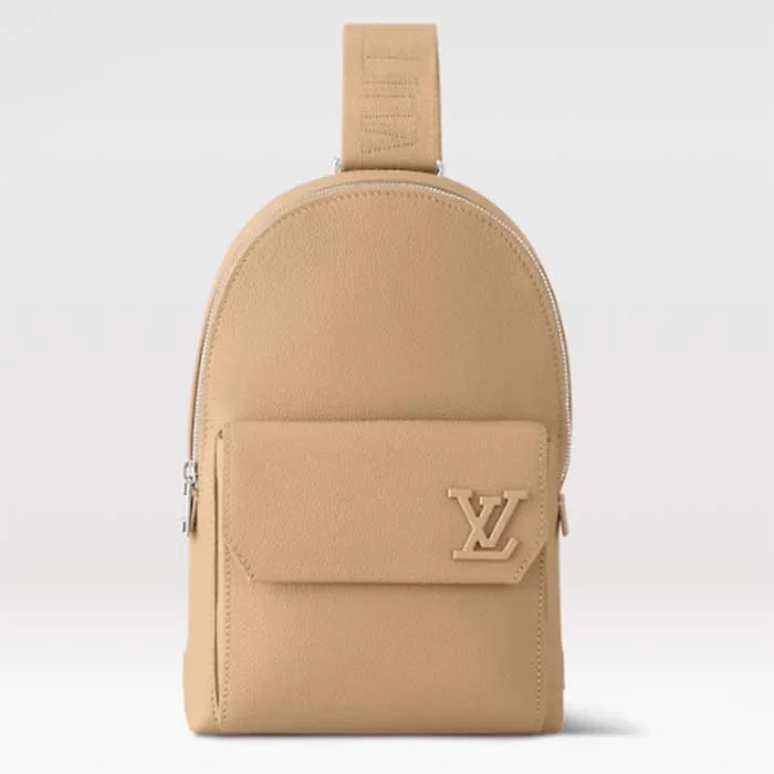 Louis Vuitton bags with a detachable mirror inside for on - the - go touch - upsLouis Vuitton Unisex LV Pilot Slingbag Sable Beige Cowhide Leather Textile Lining