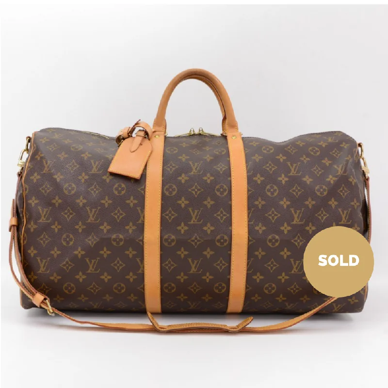 Louis Vuitton Neverfull bags with large capacity for everyday essentialsMonogram Canvas Keepall 55 Bandouliere Duffel Bag with Strap