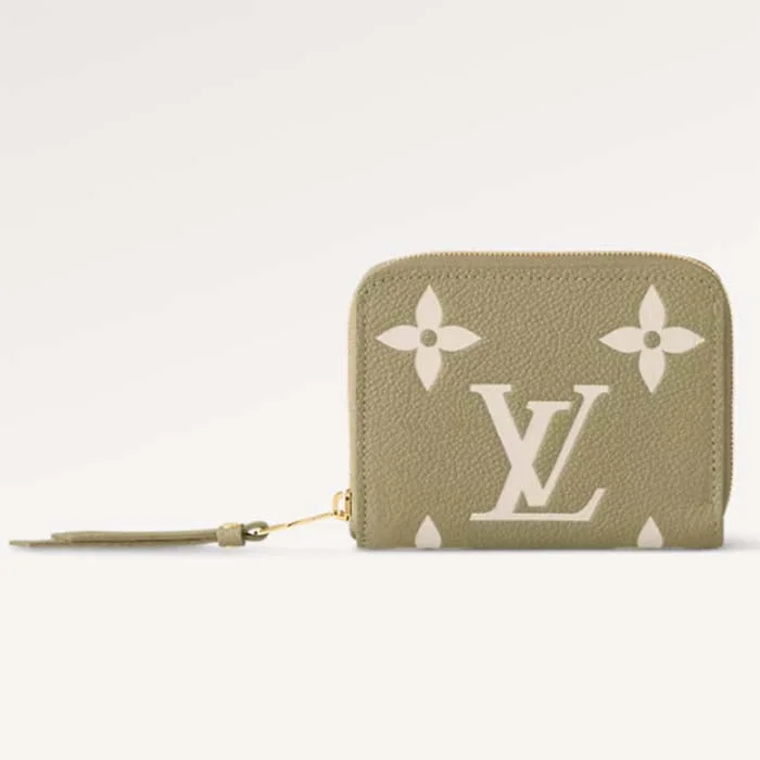 Louis Vuitton handbags with a metal - framed clasp for durabilityLouis Vuitton LV Unisex Zippy Coin Purse Khaki Cream Monogram Empreinte Embossed Cowhide Leather