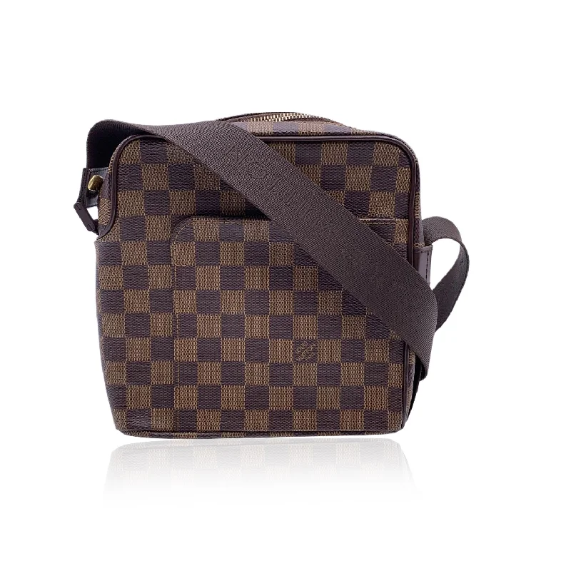 Ladies Louis Vuitton shoulder bags with a magnetic - closure flap for easeLOUIS VUITTON Damier Ebene Canvas Olav Pm Messenger Bag N41442