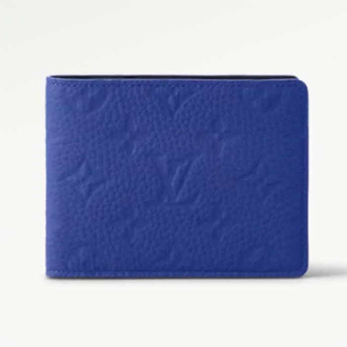 Ladies Louis Vuitton Capucines bags with gold - toned hardwareLouis Vuitton Unisex Multiple Wallet Racing Blue Embossed Taurillon Monogram Cowhide Leather