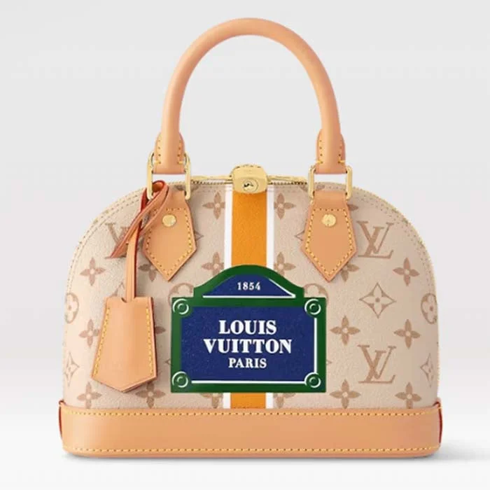 Louis Vuitton handbags with a metal - framed clasp for durabilityLouis Vuitton LV Women Alma BB Handbag Beige Ocher Monopaname Coated Canvas Cowhide Leather