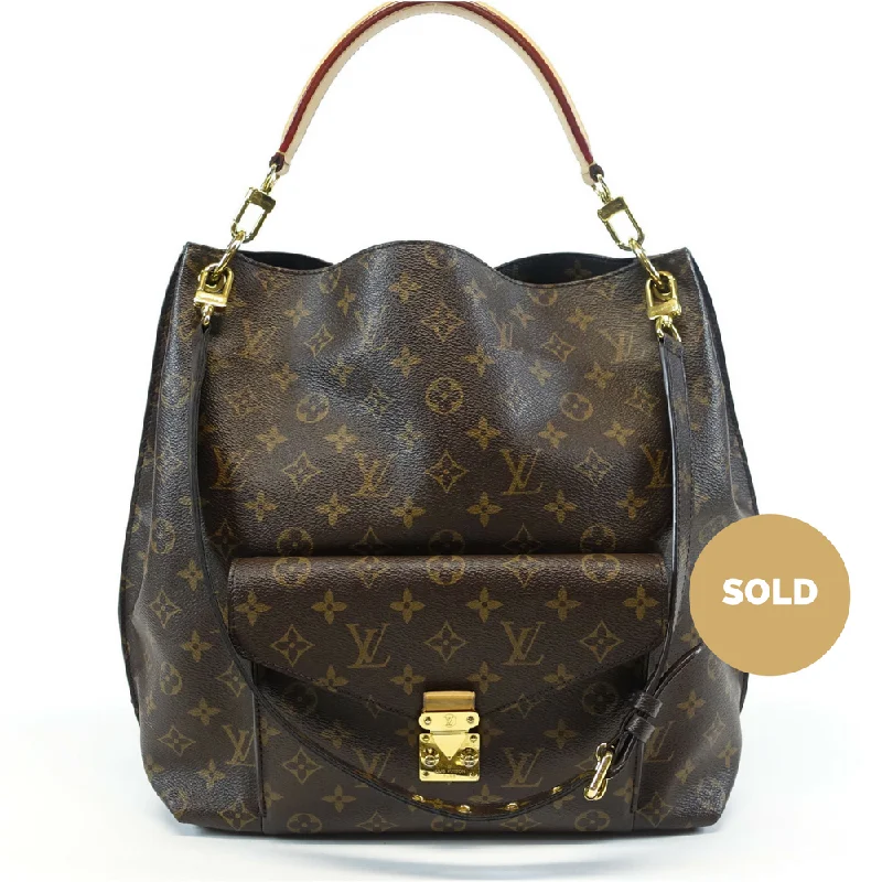 Louis Vuitton bags with a snap - button closure and a decorative charm for styleMetis Hobo Handbag