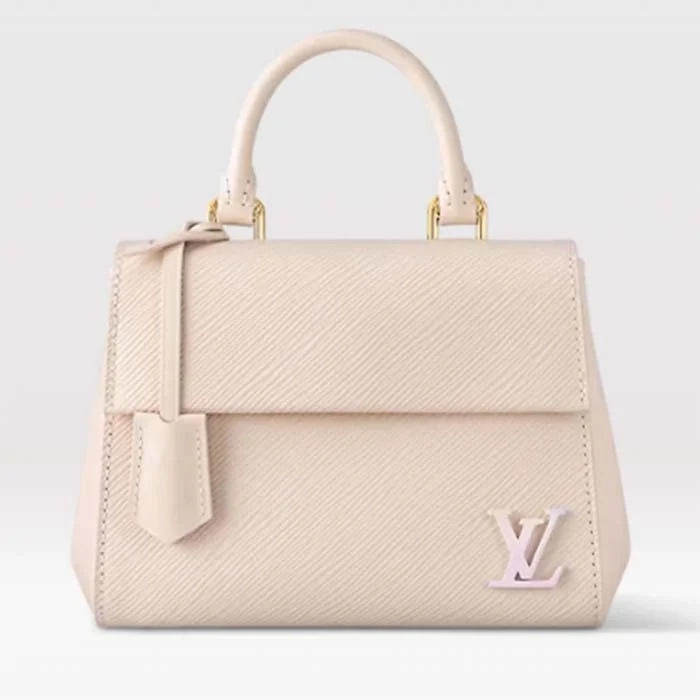 Louis Vuitton tote bags with a water - resistant coating for outdoor useLouis Vuitton LV Women Cluny Mini Quartz White Epi Grained Cowhide Leather