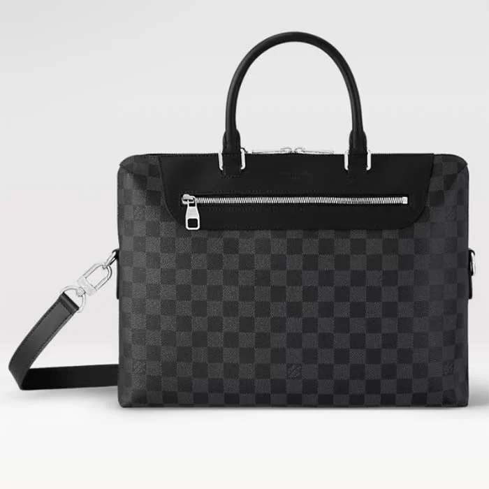 Louis Vuitton Alma bags with a detachable shoulder strap for versatilityLouis Vuitton LV Unisex Porte-Documents Jour Damier Graphite Canvas Cowhide Leather