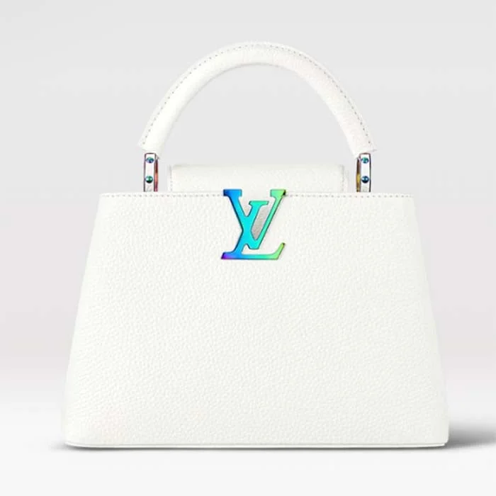 Louis Vuitton bags with a zip - around closure for enhanced securityLouis Vuitton LV Women Capucines BB Handbag Snow White Taurillon Leather Cowhide Lining