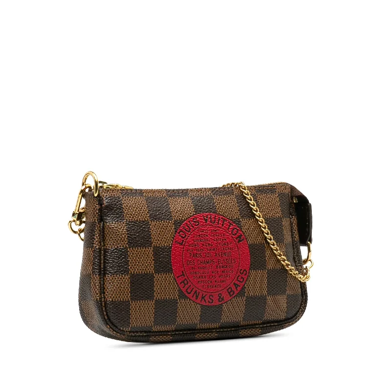 Ladies Louis Vuitton shoulder bags with a single - handle silhouetteLouis Vuitton Damier Ebene Trunks and Bags Mini Pochette Accessoires (oshdFV)