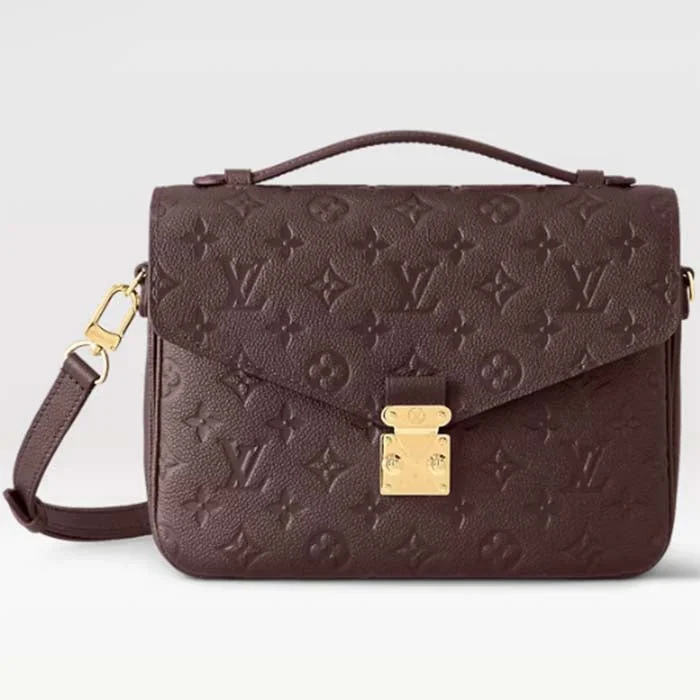 Ladies Louis Vuitton Capucines bags with a detachable shoulder strapLouis Vuitton LV Women Pochette Métis Wine Red Monogram Empreinte Embossed Grained Cowhide Leather