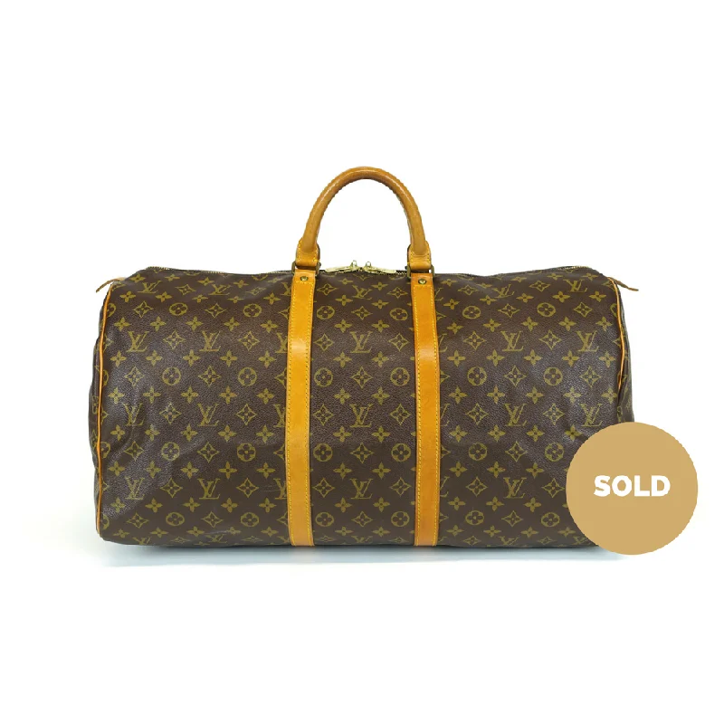 Louis Vuitton bags with a detachable mobile phone holder for convenienceVintage Keepall 55 Monogram Canvas Travel Bag