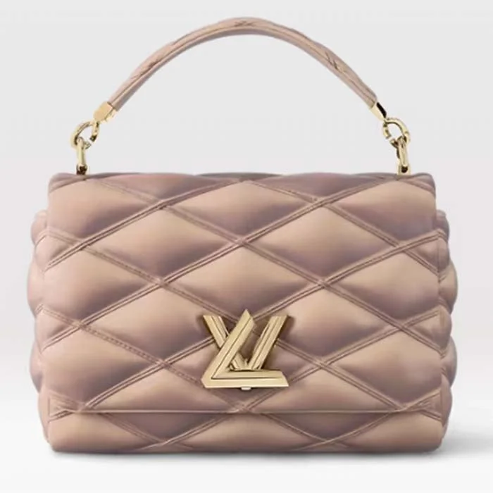 Ladies Louis Vuitton handbags with a detachable coin purse insideLouis Vuitton LV Women GO-14 MM Beige Pink Lamb Leather Cowhide Leather