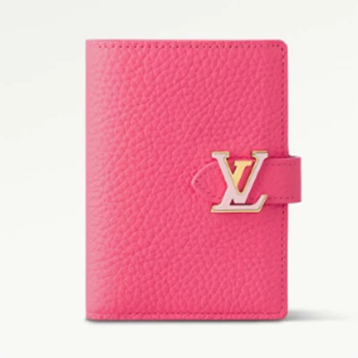 Louis Vuitton tote bags with a double - handle and shoulder - strap optionLouis Vuitton Unisex LV Vertical Compact Wallet Dragon Fruit Pink Taurillon Leather