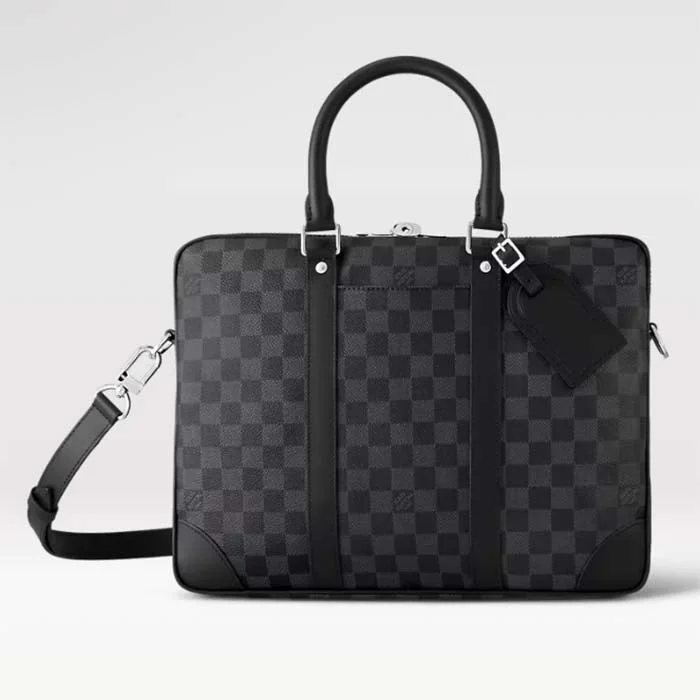 Ladies Louis Vuitton handbags with a detachable coin purse insideLouis Vuitton LV Uniisex Porte-Documents Voyage PM Damier Graphite Coated Canvas