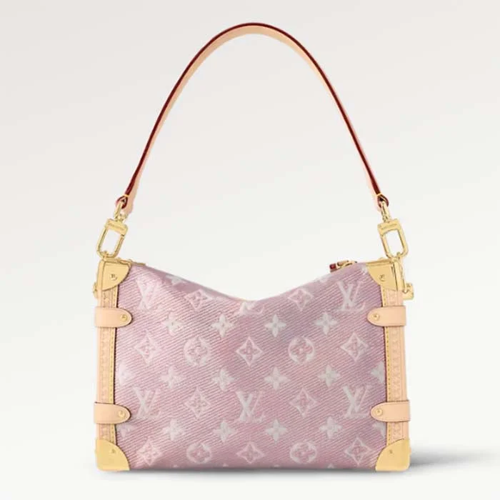 Louis Vuitton Alma bags with a leather - wrapped handle for a luxurious feelLouis Vuitton LV Women Side Trunk Rose Monogram Coated Canvas Cowhide Leather