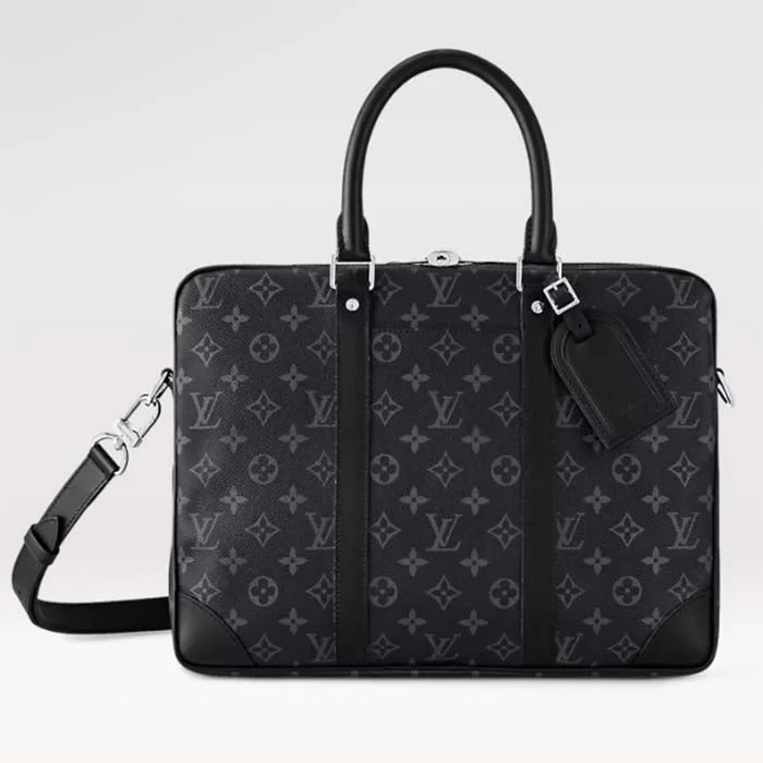 Medium - sized Louis Vuitton tote bags for work and shoppingLouis Vuitton LV Uniisex Porte-Documents Voyage PM Monogram Eclipse Coated Canvas