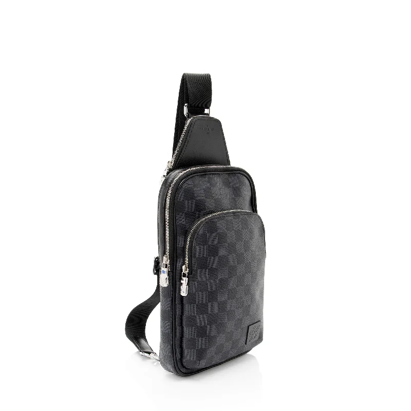 Louis Vuitton handbags with a metal - framed clasp for durabilityLouis Vuitton Damier Graphite Avenue Sling NM Bag (W6BKFK)