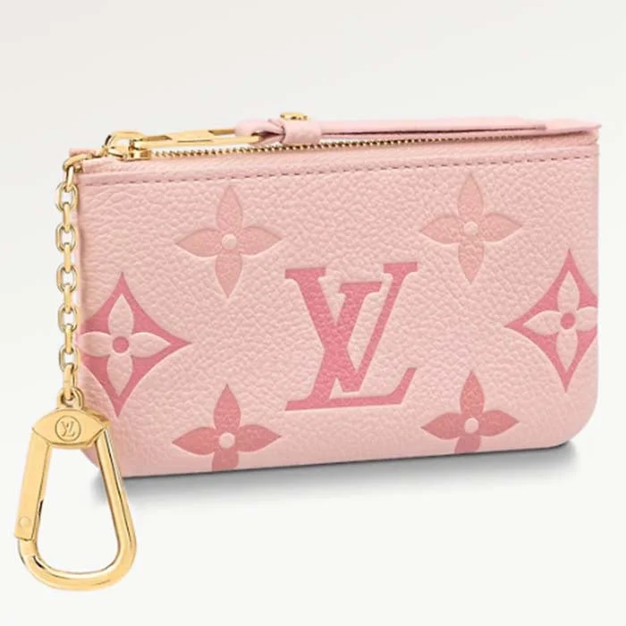 Louis Vuitton bags with a front - zip pocket for small items like keysLouis Vuitton LV Women Key Pouch Pink Monogram Empreinte Embossed Supple Grained Cowhide Leather