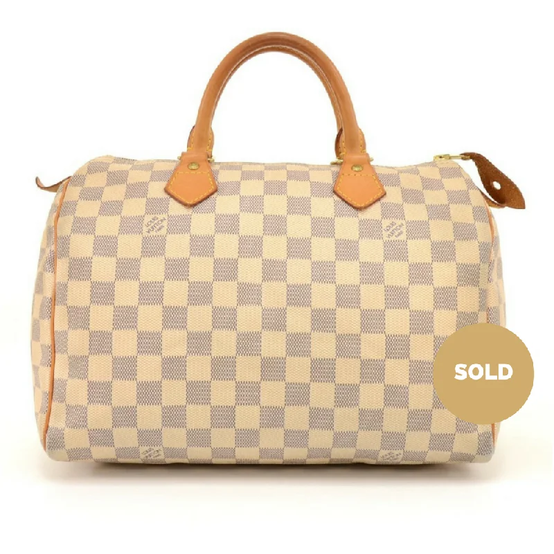 Louis Vuitton crossbody bags with a keychain holder for practicalitySpeedy 30 Damier Azur Canvas Handbag