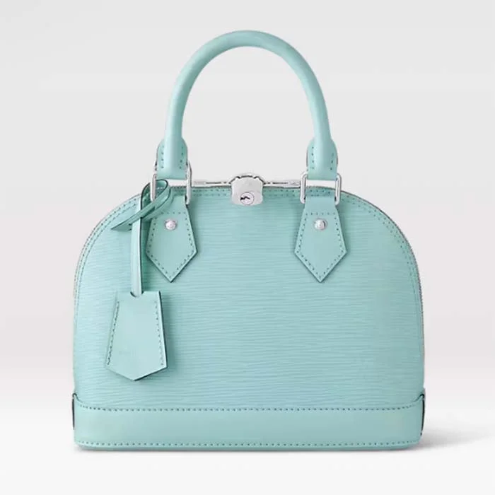 Louis Vuitton bags with a magnetic snap closure for easy accessLouis Vuitton LV Women Alma BB Handbag Lagoon Turquoise Epi Grained Cowhide Leather