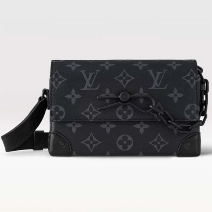 Louis Vuitton bags with a front - zip pocket for small items like keysLouis Vuitton LV Unisex Steamer Wearable Wallet Black Monogram Eclipse Coated Canvas Cowhide Leather