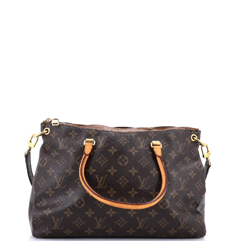 Ladies Louis Vuitton shoulder bags with a single - handle silhouettePallas Tote Monogram Canvas with Leather BB